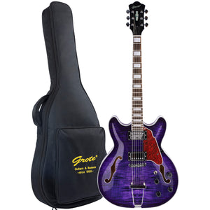 GROTE 335 style Semi-Hollow Body Jazz Electric Guitar with Gigbag