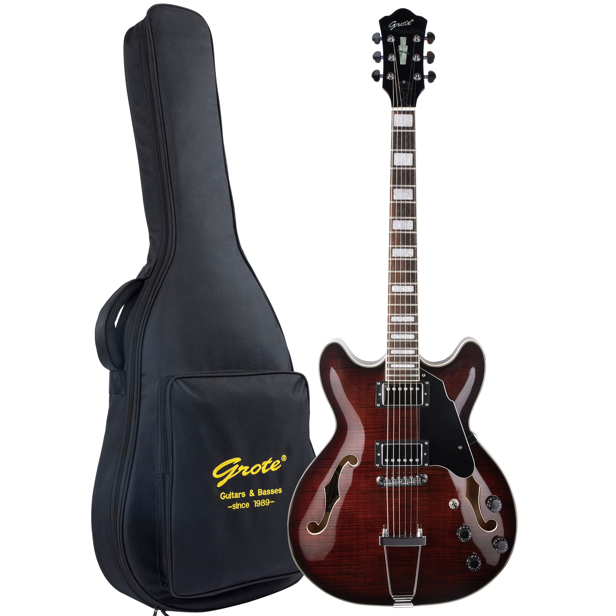 GROTE 335 style Semi-Hollow Body Jazz Electric Guitar with Gigbag – Grote  Guitar